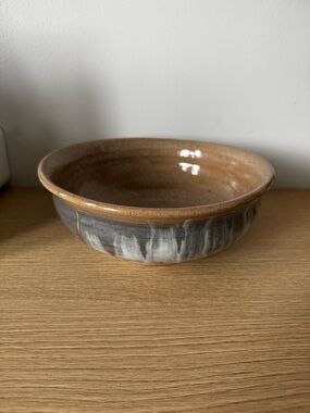Handcrafted Ceramic Serving Bowl - Brown and Gray